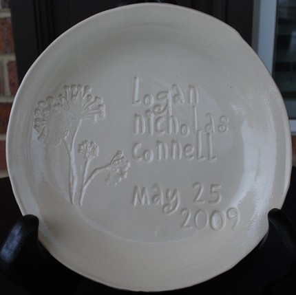 Baby's First Birthday Custom Engraved Pottery Plate Baby's First Birthday Custom Engraved Pottery Plate