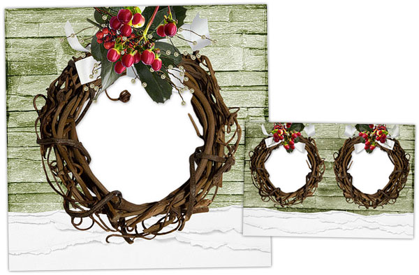 free download scrapbook christmas cards and matching holiday gift tag templates holiday-wreath-cardandtag