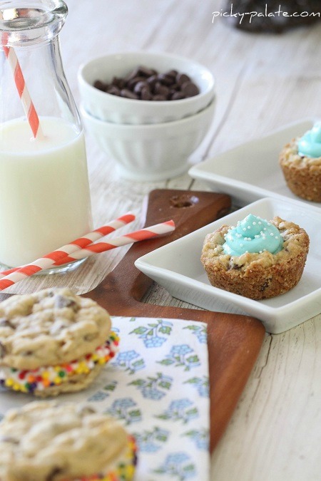 Baby Blue Chocolate Chip Oatmeal Cookie Cups | A Baby Shower for Maria Baby Blue Chocolate Chip Oatmeal Cookie Cups | A Baby Shower for Maria