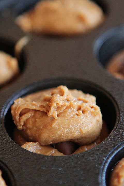 Frosted Candy Bar Stuffed Cookie Cups Frosted Candy Bar Stuffed Cookie Cups