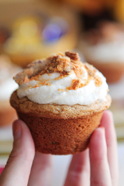 Frosted Candy Bar Stuffed Cookie Cups Frosted Candy Bar Stuffed Cookie Cups