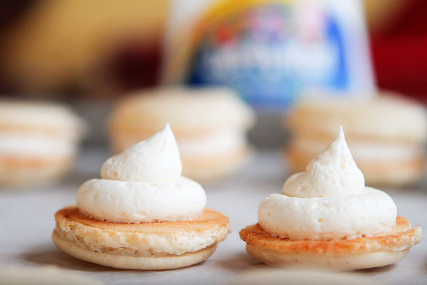 Sparkly Vanilla Bean Macarons with Three Christmas Inspired Frostings Sparkly Vanilla Bean Macarons with Three Christmas Inspired Frostings