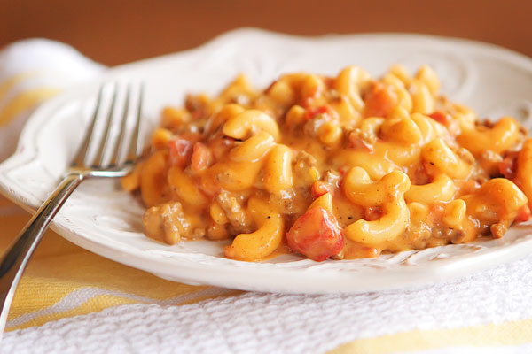 Bowl of Homemade Hamburger Helper