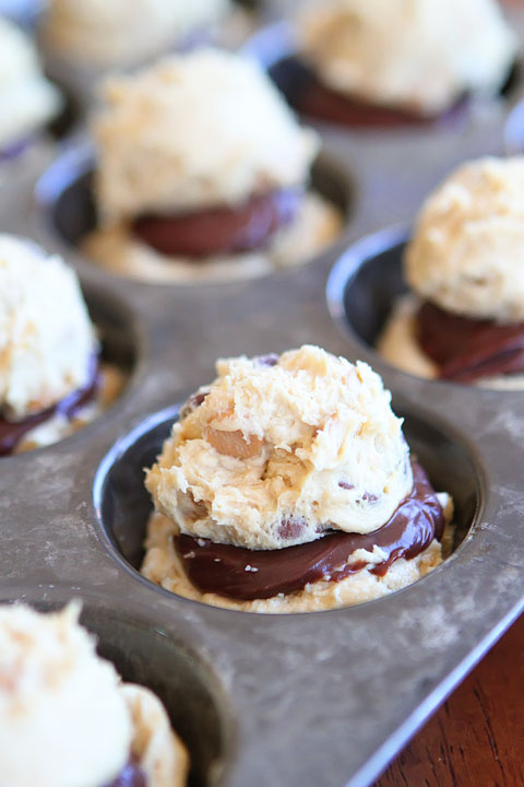 Ganache Stuffed Banana Pudding Cookie Muffins Ganache Stuffed Banana Pudding Cookie Muffins