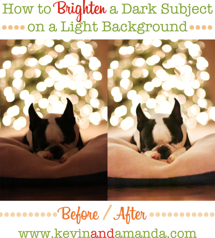 How to Brighten a Dark Subject on a Light Background Photoshop Tutorial from kevinandamanda.com How to Brighten a Dark Subject on a Light Background Photoshop Tutorial from kevinandamanda.com