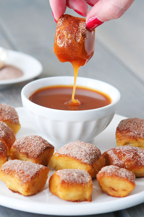 Cinnamon Sugar Pretzel Bites with Salted Caramel Sauce Image of Cinnamon Sugar Pretzel Bites with Salted Caramel Sauce