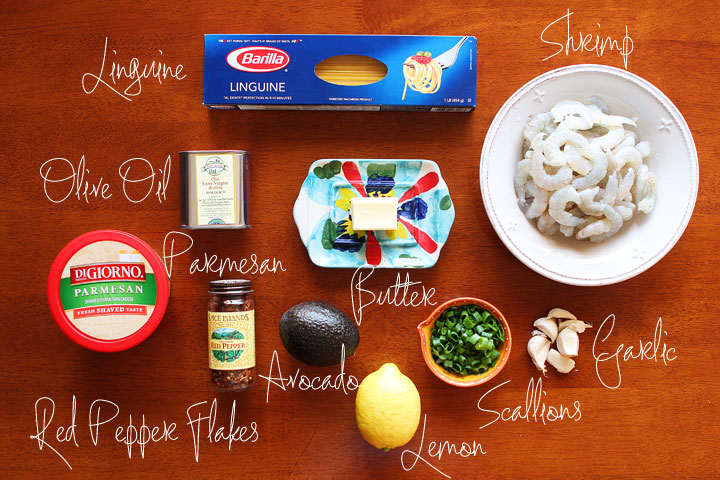 Linguine with shrimp, avocado, & parmesan cheese. Season with salt, pepper, and red pepper flakes. Easy dinner, done! Linguine with shrimp, avocado, & parmesan cheese. Season with salt, pepper, and red pepper flakes. Easy dinner, done!