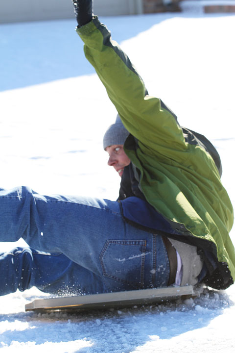 Kevin Falling off His Sled Image of Kevin Falling off His Sled