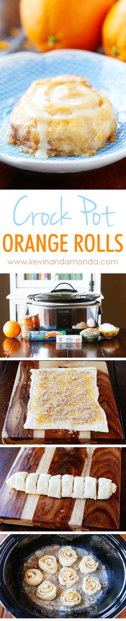 These Orange Sweet Rolls are made in a crock pot and turn out ULTRA soft and gooey!! Plus you can keep them warm in the crock pot so they always taste fresh out of the oven!!