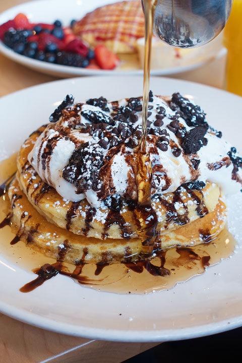 Oreo S'mores Pancakes Image of Oreo S'mores Pancakes from Snooze AM Eatery