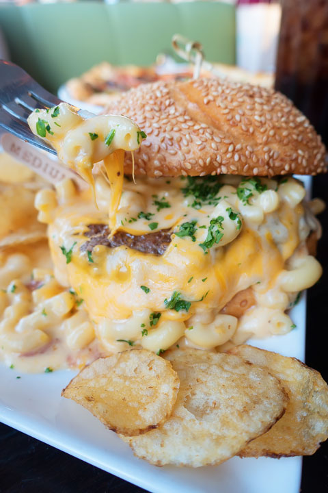 Liberty Market's Mac n Cheese Burger Image of Liberty Market's Mac n Cheese Burger