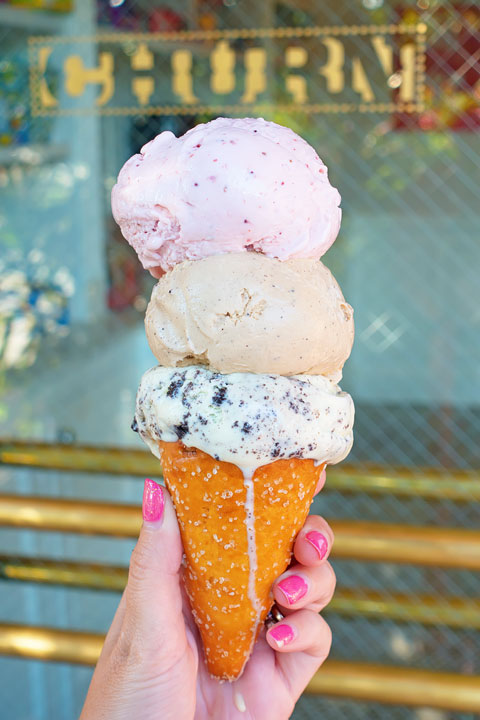 Giant Pretzel Ice Cream Cone from Churn Image of a Giant Pretzel Ice Cream Cone from Churn
