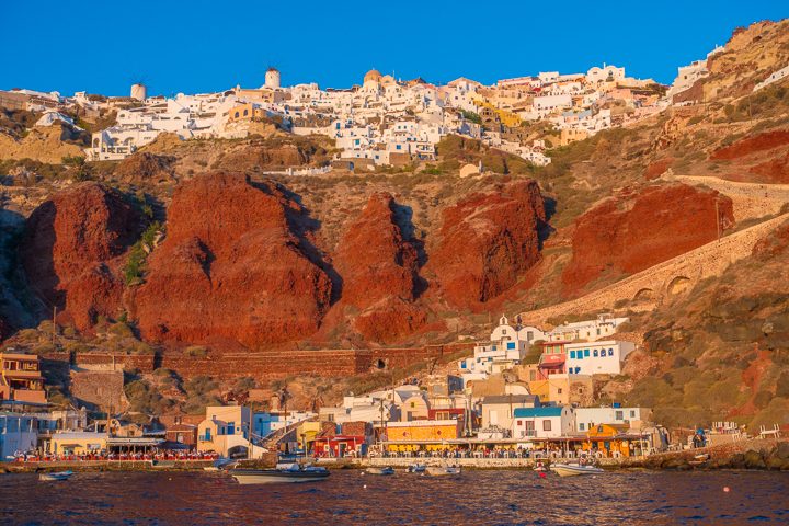 Houses on the Coast of Santorini, Greece Image of Houses on the Coast of Santorini, Greece