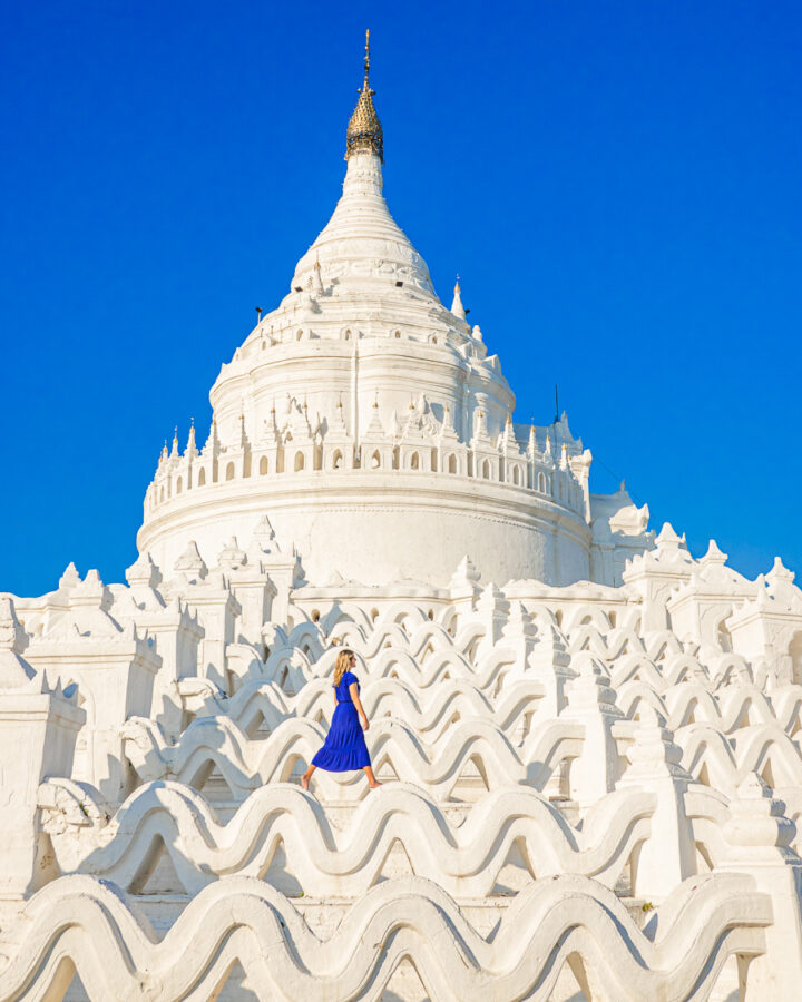 Seven levels of white waves at the White Temple in Myanmar.