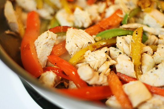Colorful Chicken Alfredo Farfalle with sweet bell peppers and fresh basil Colorful Chicken Alfredo Farfalle with sweet bell peppers and fresh basil